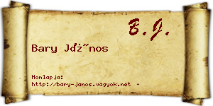 Bary János névjegykártya