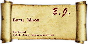 Bary János névjegykártya